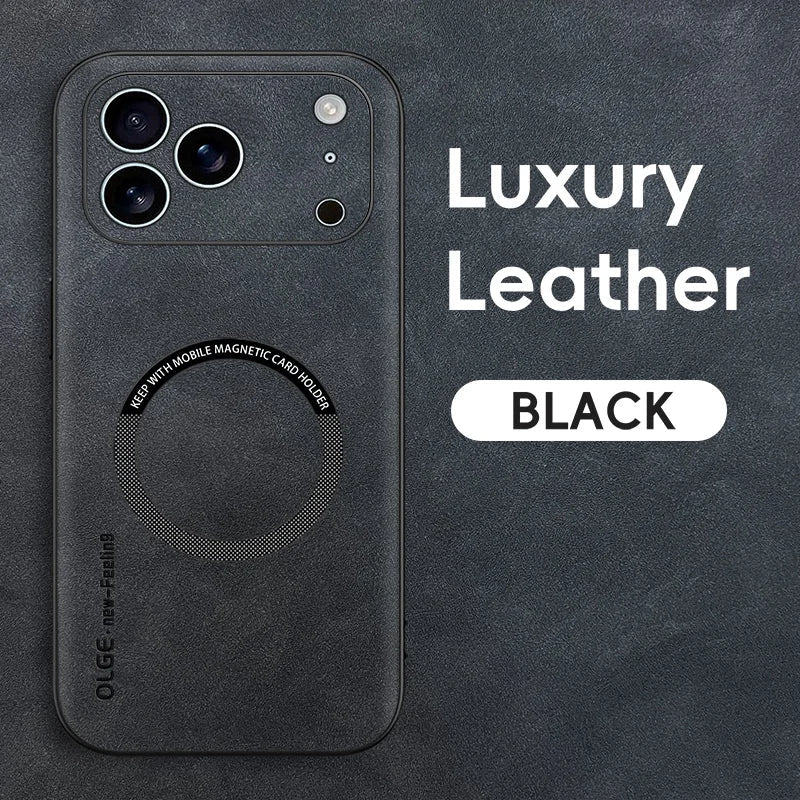 Luxury Leather iPhone Case with MagSafe Compatibility