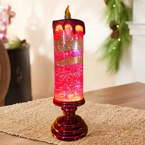 Magical Christmas Lighting – LED Glitter Candle with Water & Swirling Glitter, Christmas Decoration in Blue, Gold, Red or Silver