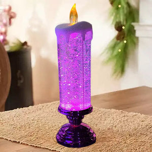 Magical Christmas Lighting – LED Glitter Candle with Water & Swirling Glitter, Christmas Decoration in Blue, Gold, Red or Silver