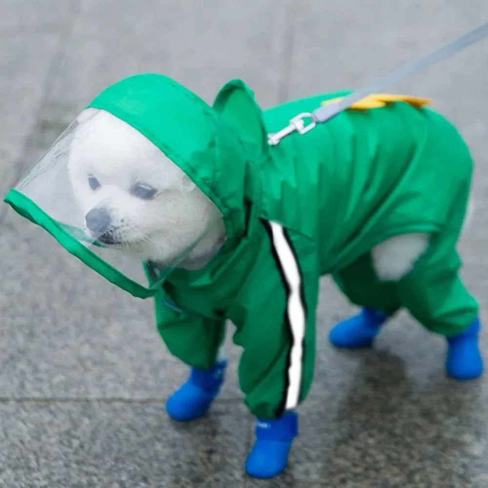 Cute Puppy Rain Coat with Reflective Safety Details