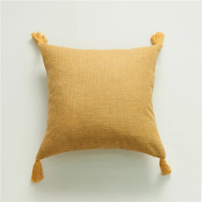 Luxurious Cotton Cushion Cover with Colorful Tassels - Cofik
