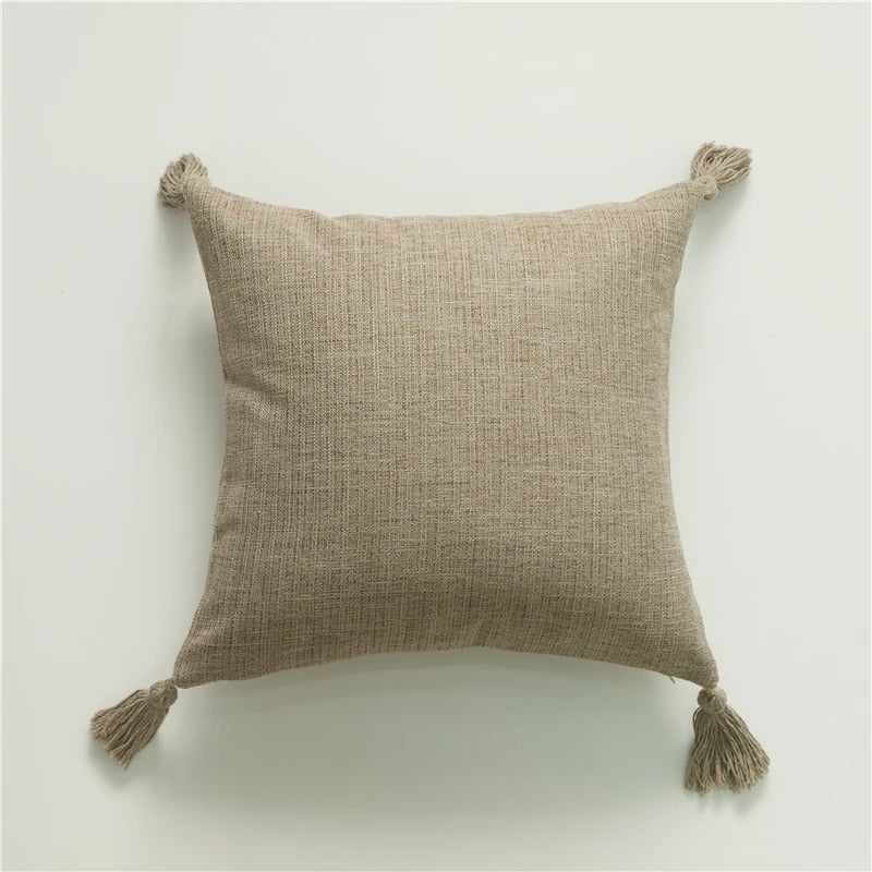 Luxurious Cotton Cushion Cover with Colorful Tassels