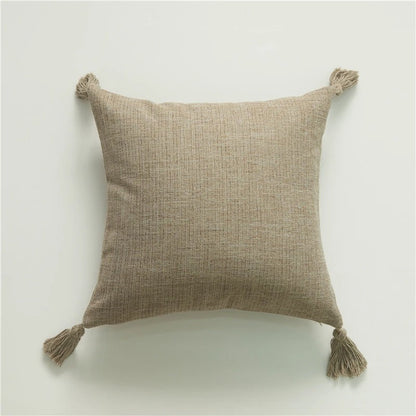 Luxurious Cotton Cushion Cover with Colorful Tassels