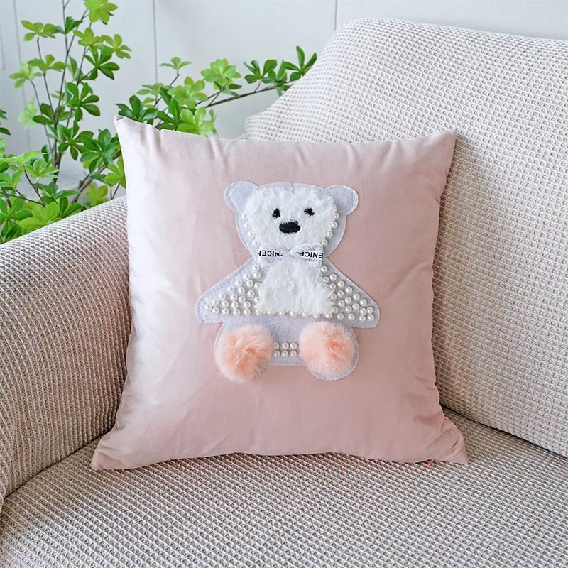 Soft Pink Rabbit Cushion Cover