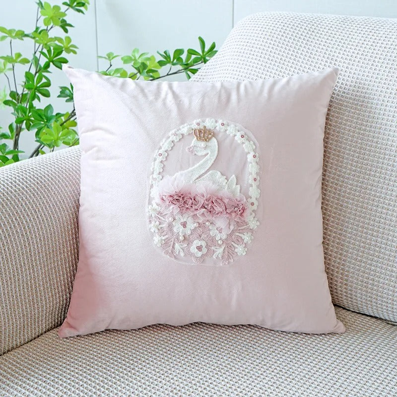 Soft Pink Rabbit Cushion Cover