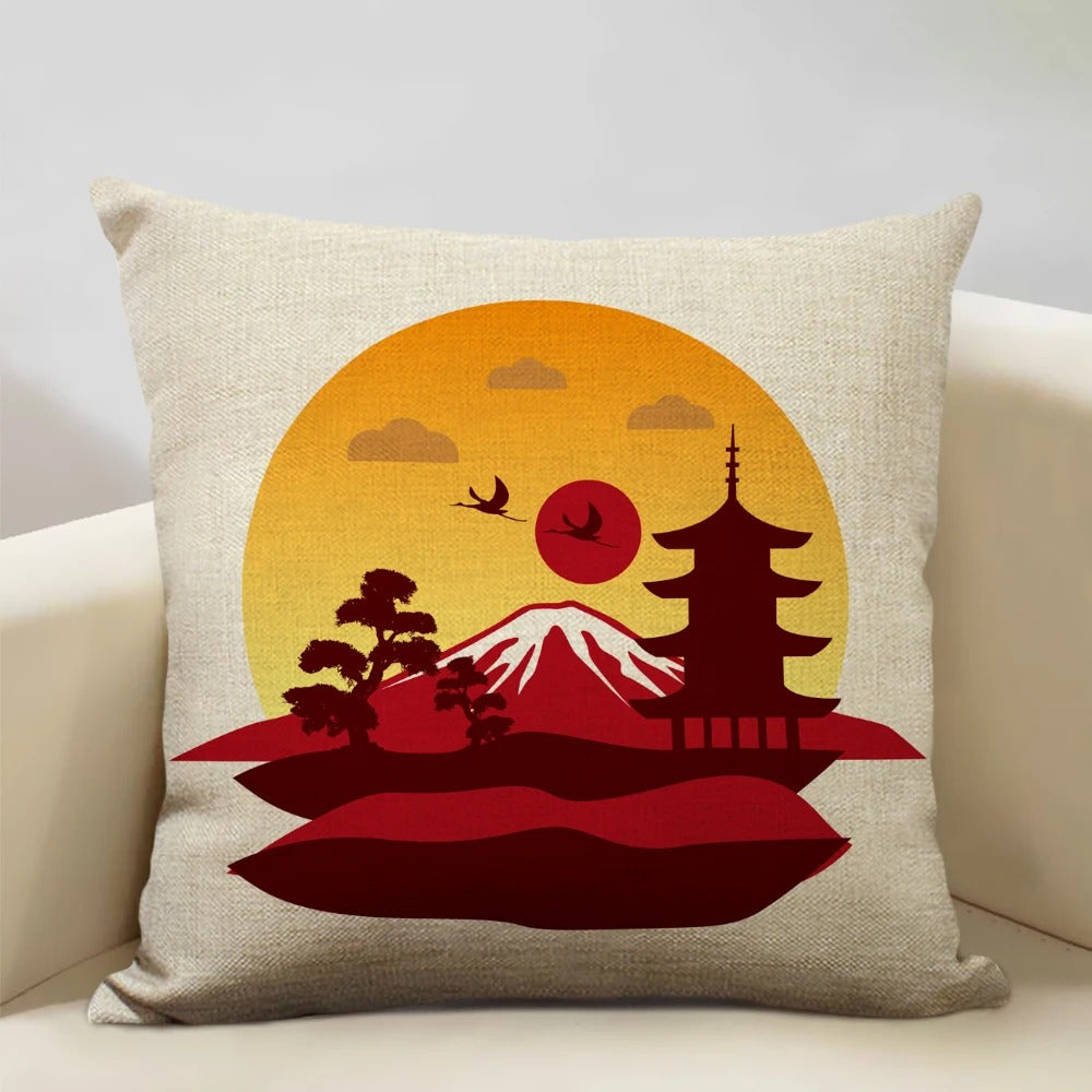 Traditional Japanese Mount Fuji Pillow Cover - Cofik