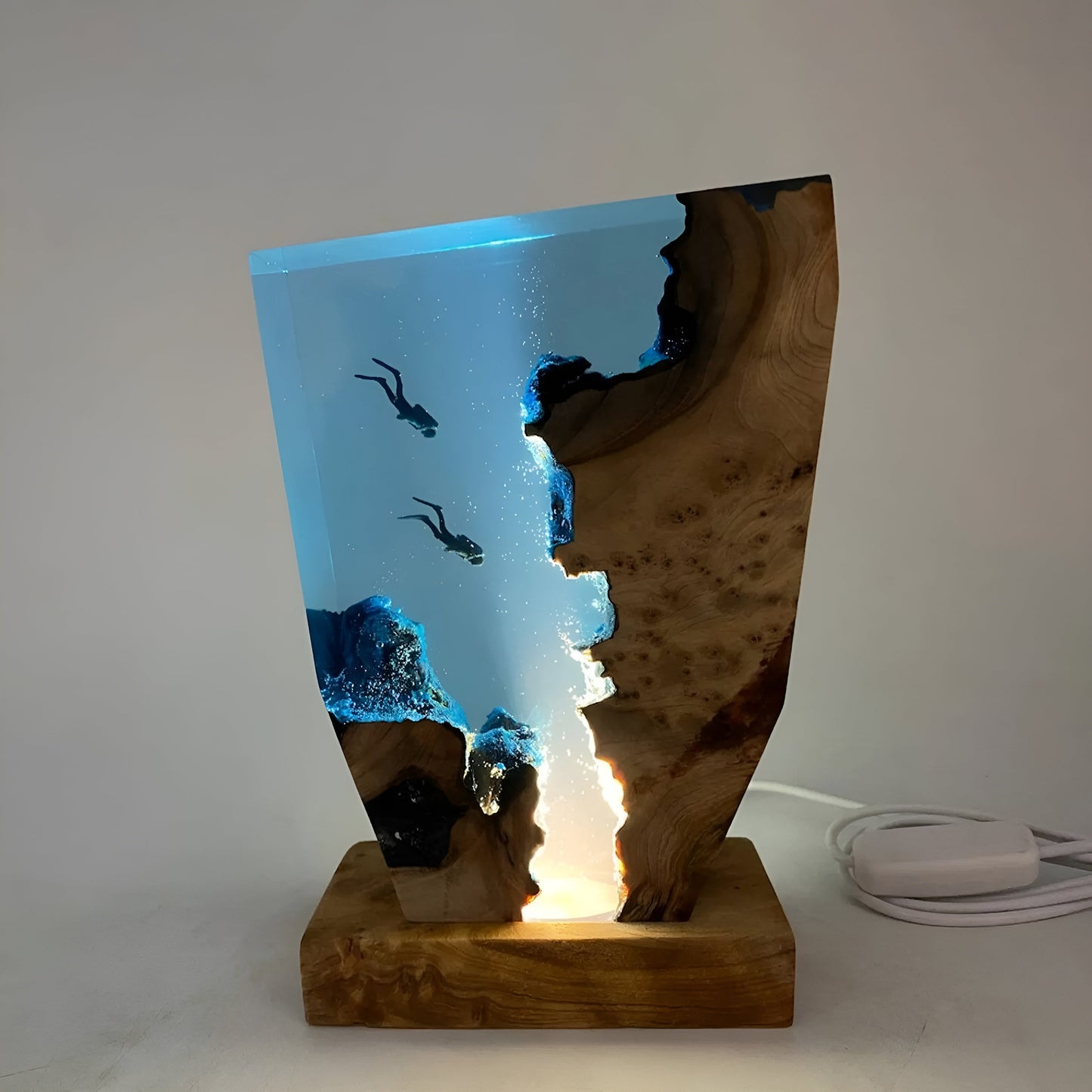 Calming Glass Table Lamp with USB Charging Port