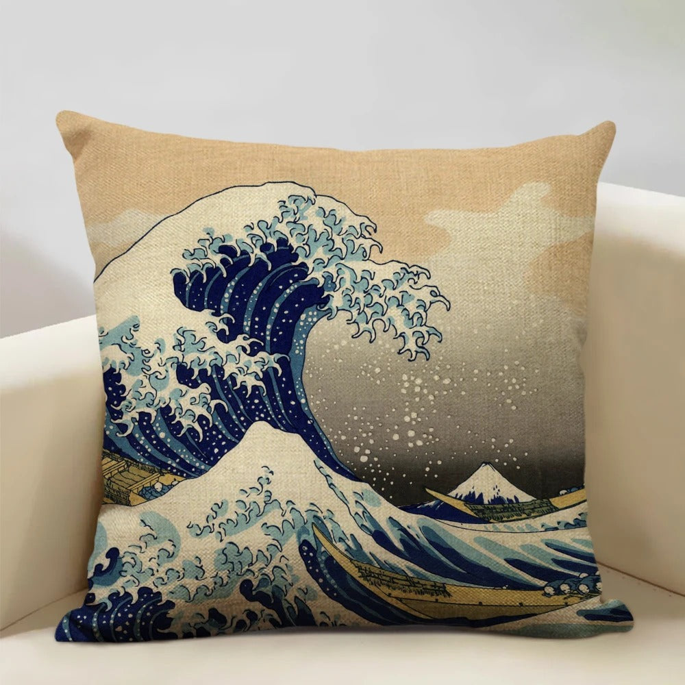 Traditional Japanese Mount Fuji Pillow Cover