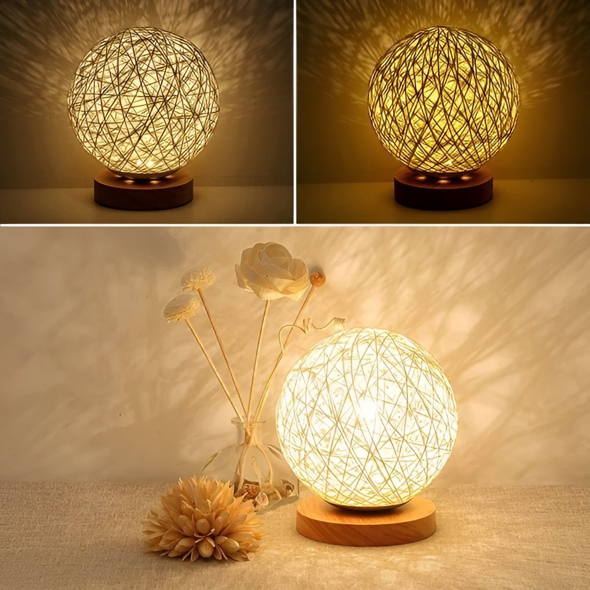 Natural Rattan USB Table Lamp