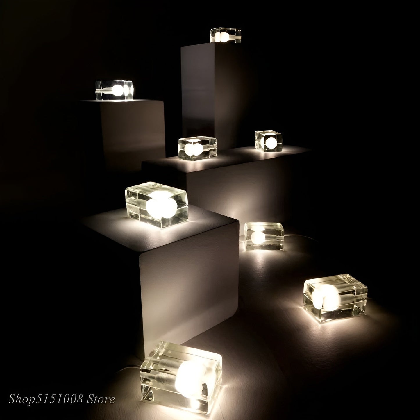 Sleek Ice Cube Glass Table Lamp