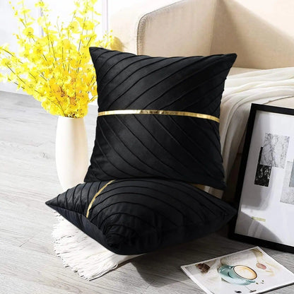 Elegant Black Velvet Cushion Cover - Cofik