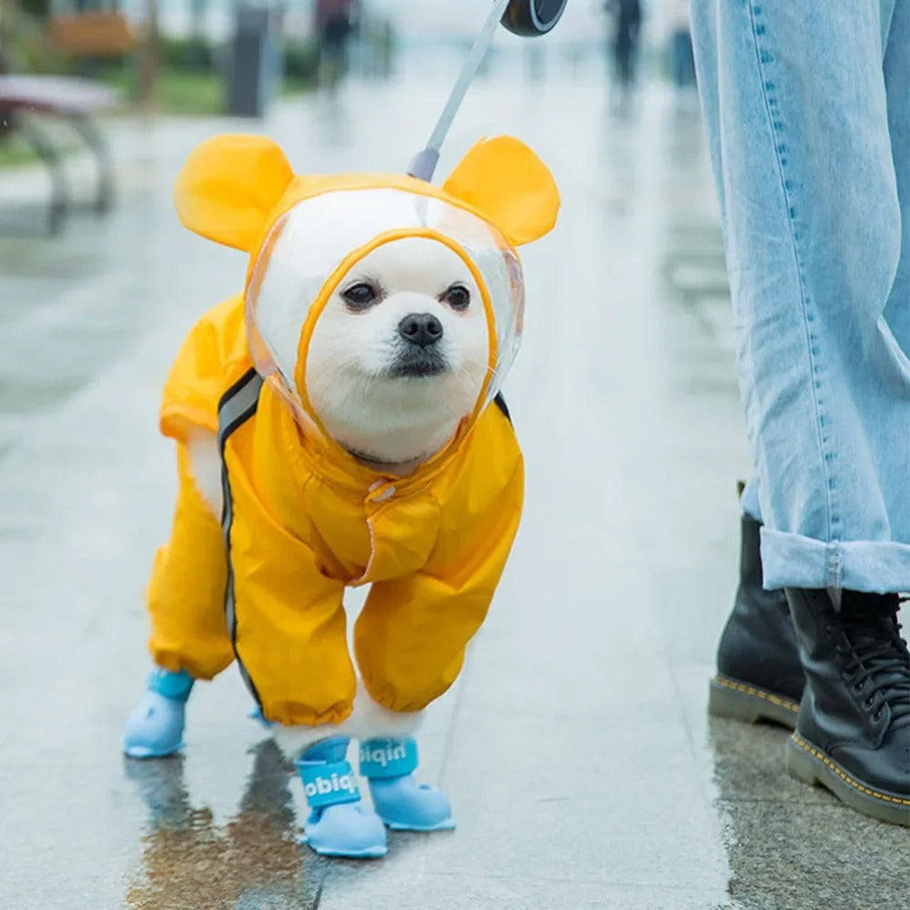 Cute Puppy Rain Coat with Reflective Safety Details - Cofik