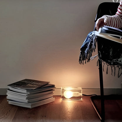 Sleek Ice Cube Glass Table Lamp