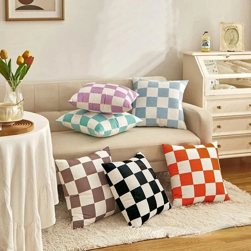 Modern Checkered Pillow – Chic Home Decor Accent - Cofik