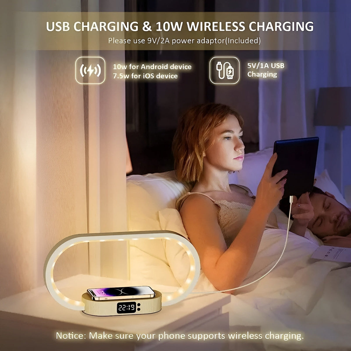 Smart LED Desk Lamp with USB Charger and Clock