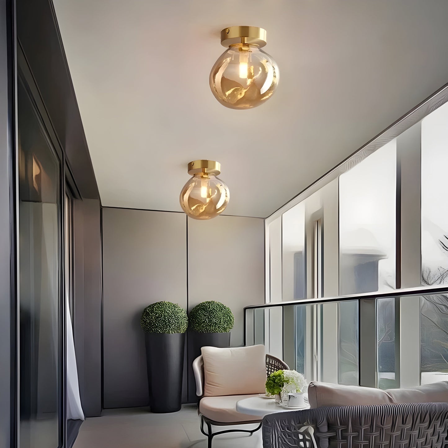 Sleek Glass Ceiling Lamp