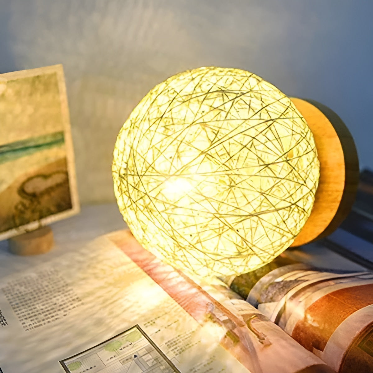 Natural Rattan USB Table Lamp