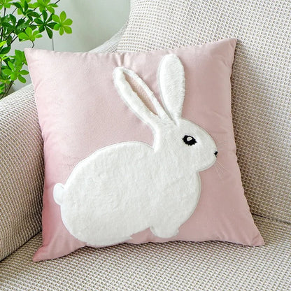Soft Pink Rabbit Cushion Cover