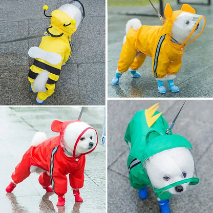 Cute Puppy Rain Coat with Reflective Safety Details