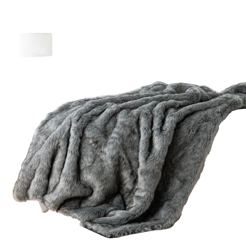Cozy Fleece Winter Blanket with Soft Fur Trim