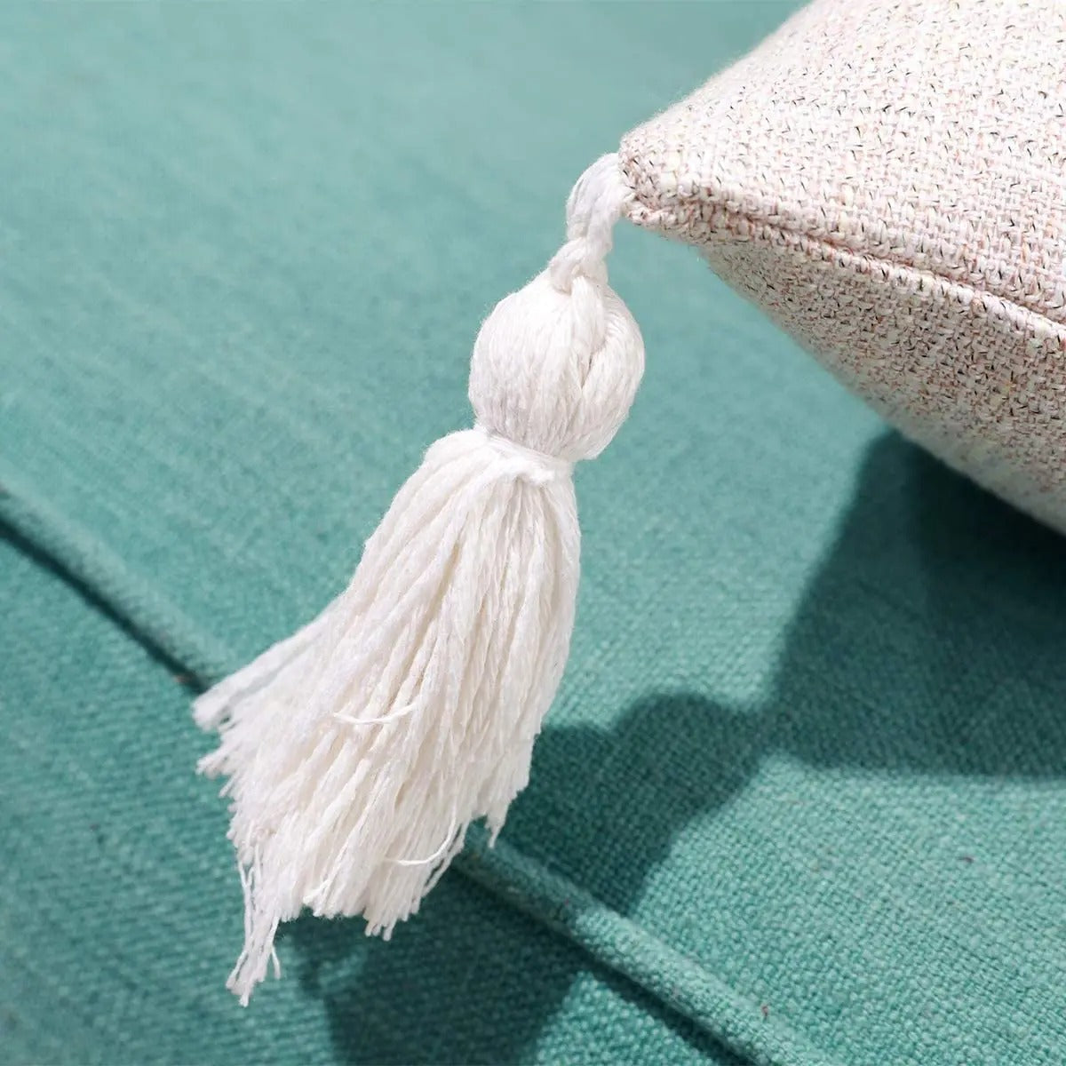Luxurious Cotton Cushion Cover with Colorful Tassels