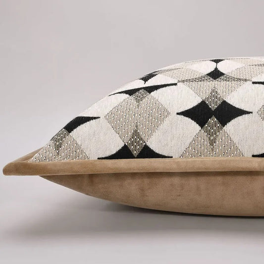 Stylish Geometric Sofa Pillow Cover in Black and Beige - Cofik
