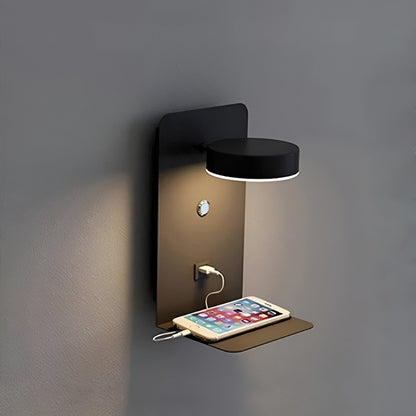 Slim LED Wall Light with USB Charger - Black White Design