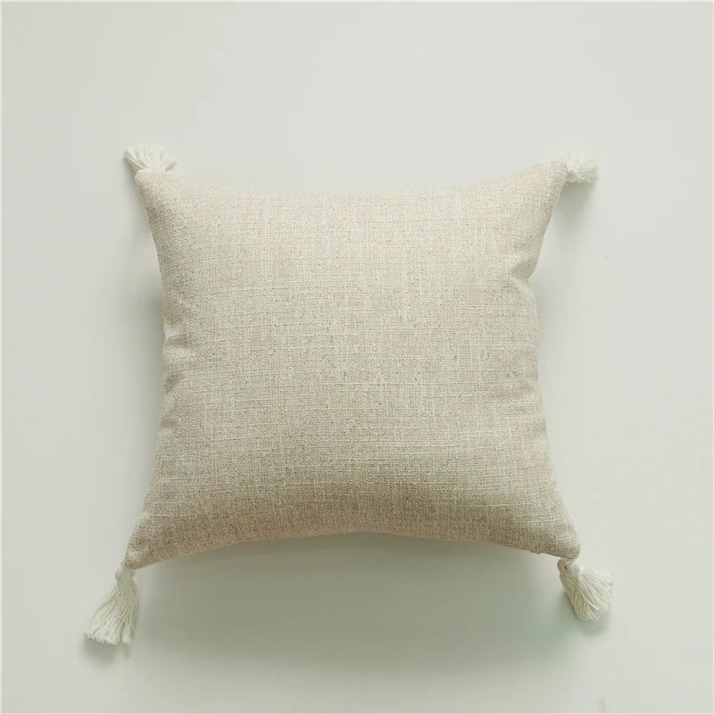 Luxurious Cotton Cushion Cover with Colorful Tassels