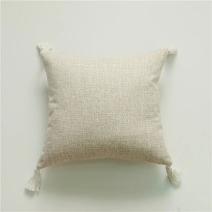 Luxurious Cotton Cushion Cover with Colorful Tassels