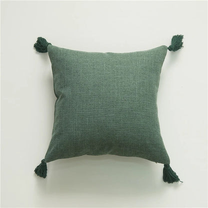 Luxurious Cotton Cushion Cover with Colorful Tassels