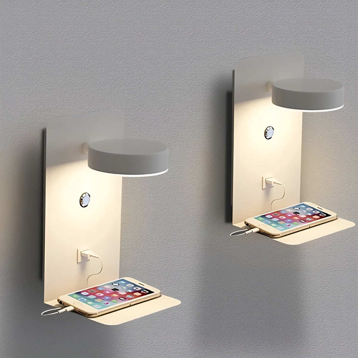 Slim LED Wall Light with USB Charger - Black White Design - Cofik