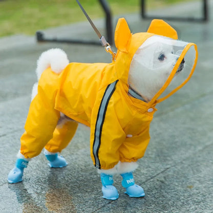 Cute Puppy Rain Coat with Reflective Safety Details