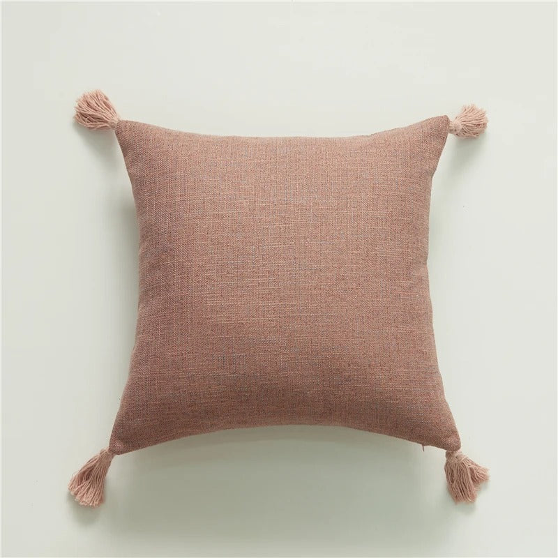 Luxurious Cotton Cushion Cover with Colorful Tassels