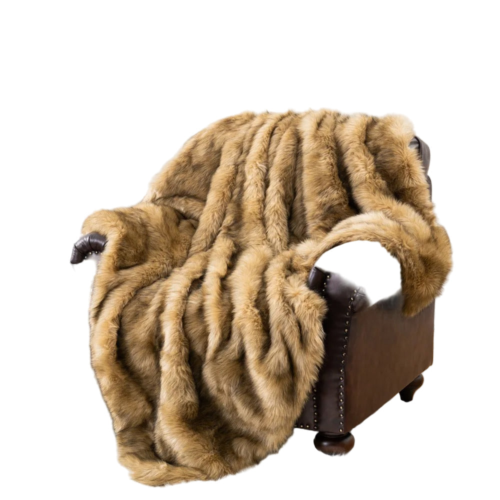Cozy Fleece Winter Blanket with Soft Fur Trim
