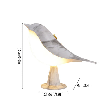 Rustic Wooden LED Desk Lamp Bird Style