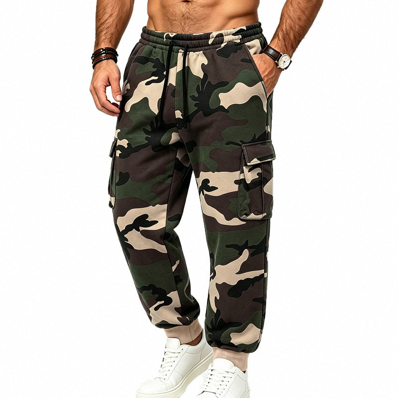 Men's Cargo Joggers with Elastic Waistband, Multiple Pockets and Sporty Fit