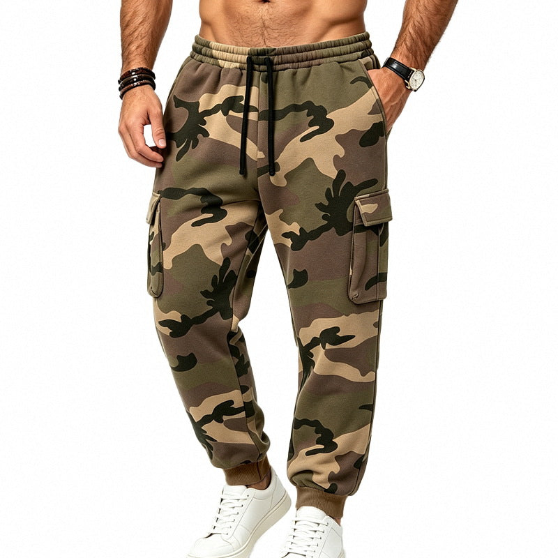 Men's Cargo Joggers with Elastic Waistband, Multiple Pockets and Sporty Fit