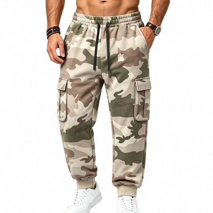 Men's Cargo Joggers with Elastic Waistband, Multiple Pockets and Sporty Fit
