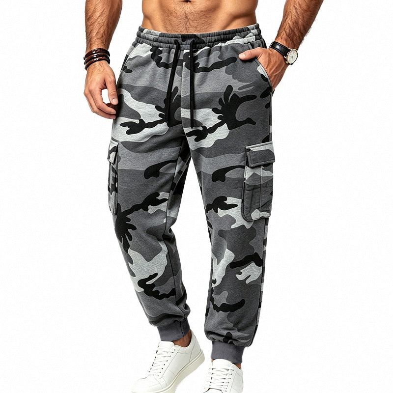 Men's Cargo Joggers with Elastic Waistband, Multiple Pockets and Sporty Fit