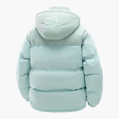 Men's Casual Colorblock Hooded Puffer Jacket