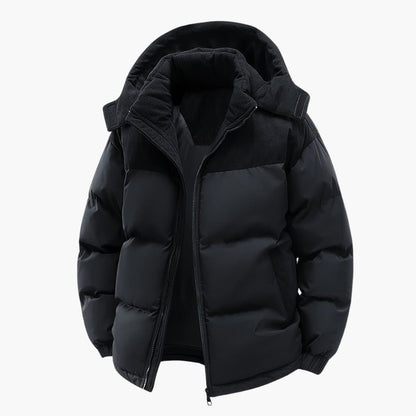 Men's Casual Colorblock Hooded Puffer Jacket