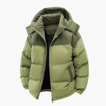 Men's Casual Colorblock Hooded Puffer Jacket