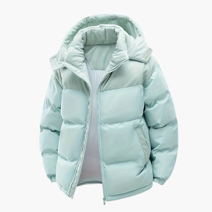 Men's Casual Colorblock Hooded Puffer Jacket