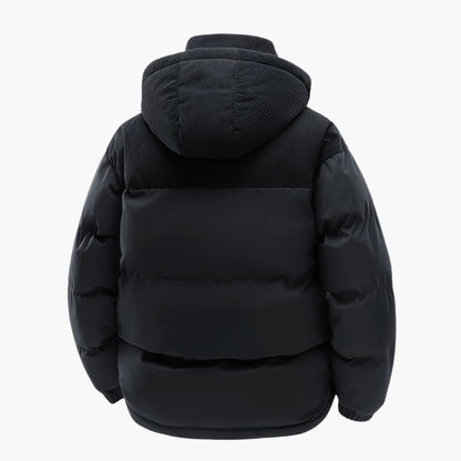 Men's Casual Colorblock Hooded Puffer Jacket