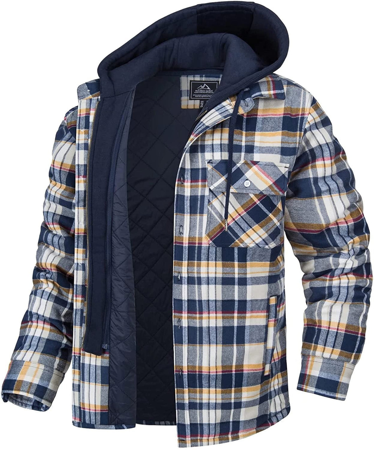 Men's Checked Vest with Hood and Warm Lining