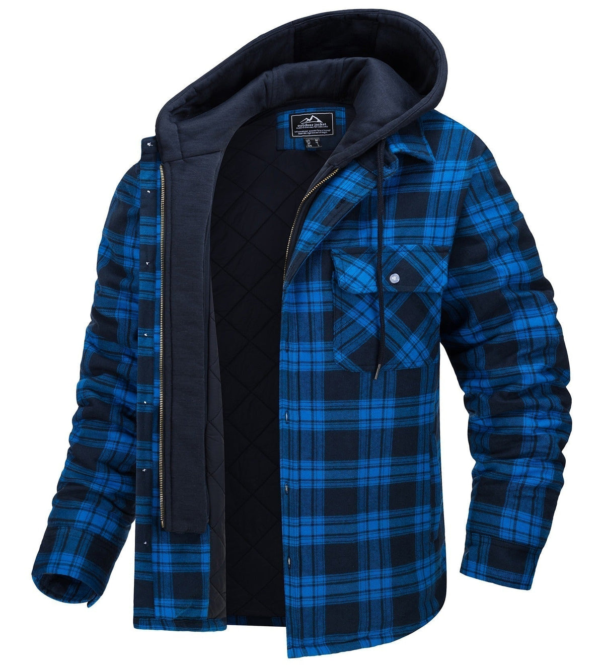 Men's Checked Vest with Hood and Warm Lining