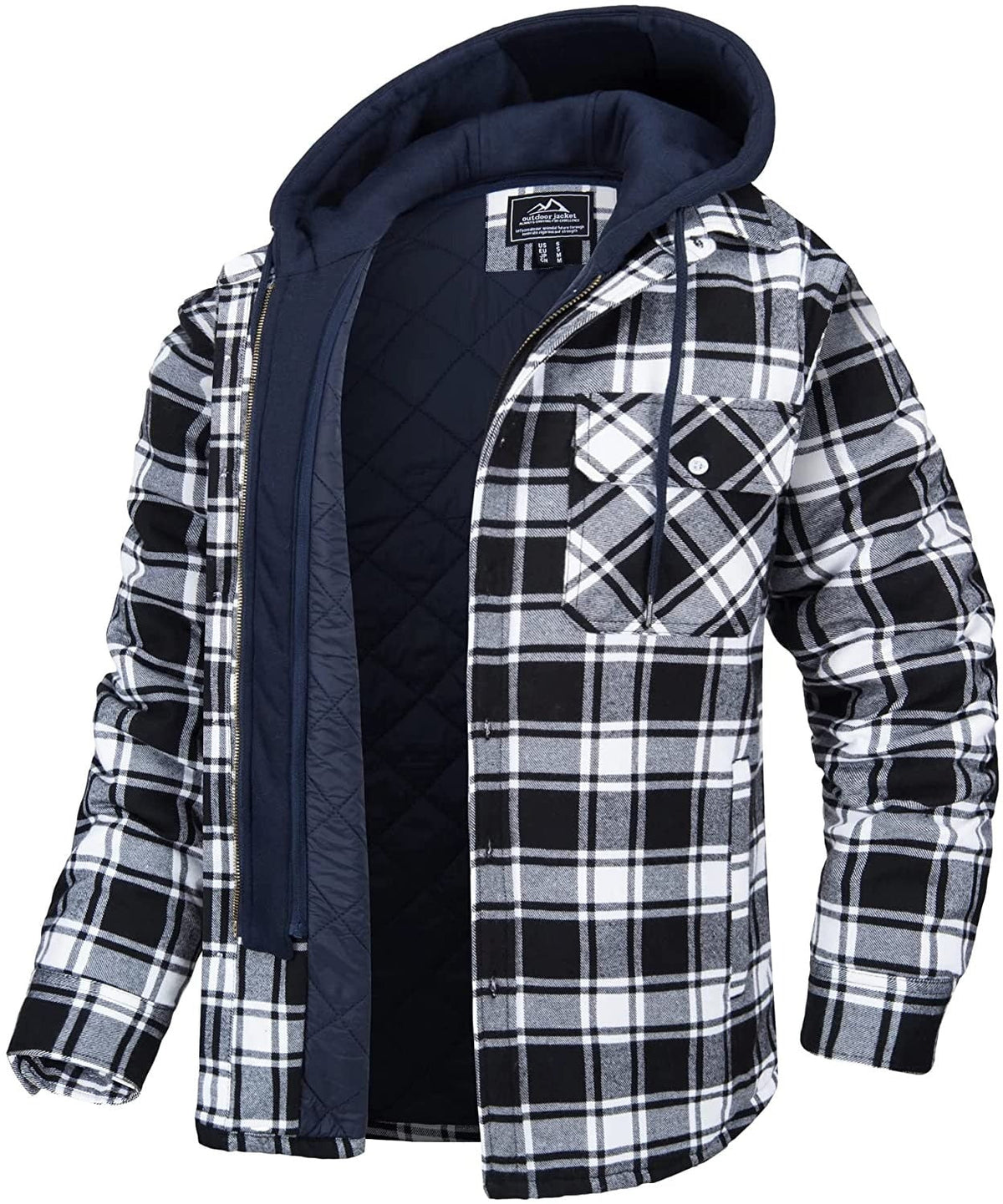 Men's Checked Vest with Hood and Warm Lining