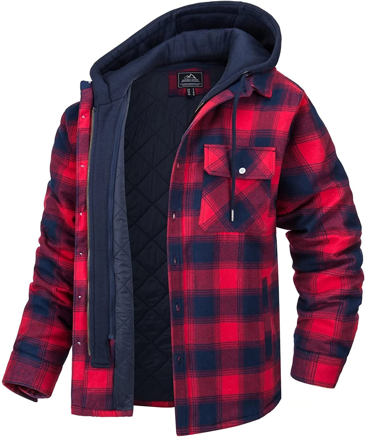 Men's Checked Vest with Hood and Warm Lining