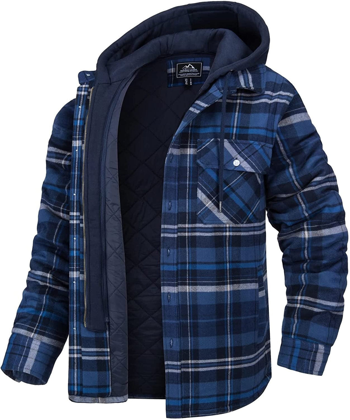 Men's Checked Vest with Hood and Warm Lining