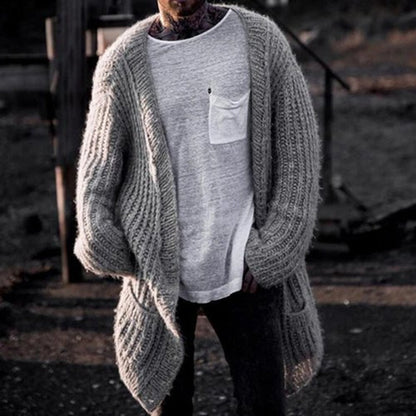 Men's Chunky Knit Open-Front Textured Cardigan
